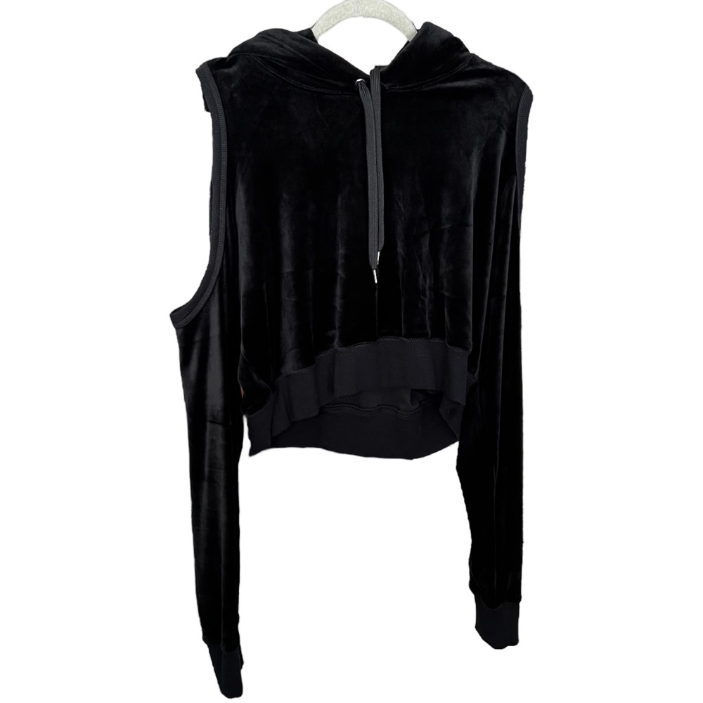 Highline Collective Lord & Taylor Cropped Velour Jacket Cold Shoulder Cutout